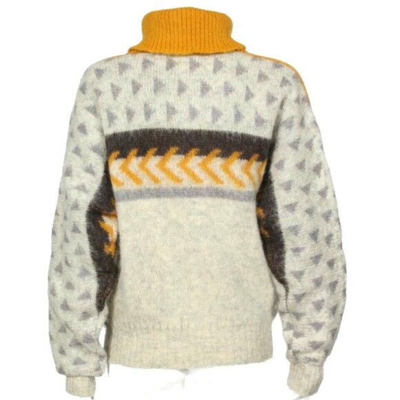 Vtg Alafoss Icewool Sweater Gray Arrow Nordic Knit 80s Iceland Pullover XS /234 - Picture 5 of 7